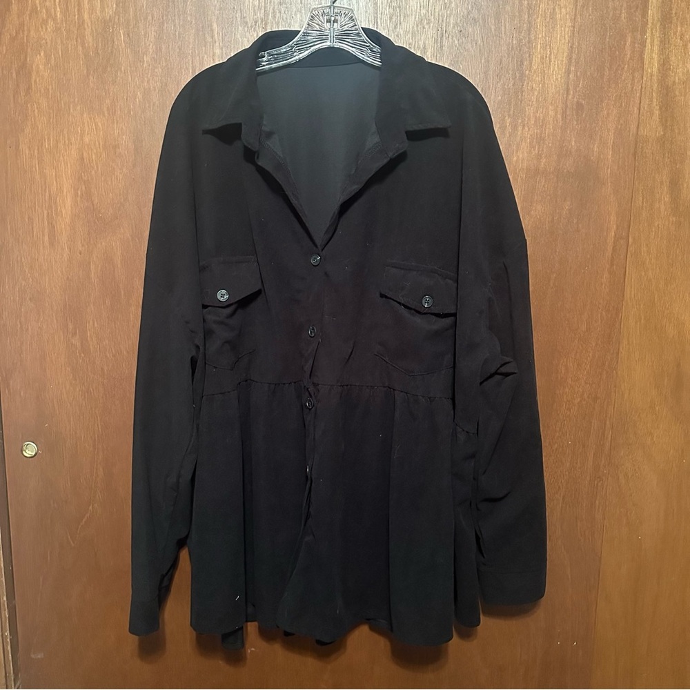 Corduroy Peplum Button Down Blouse